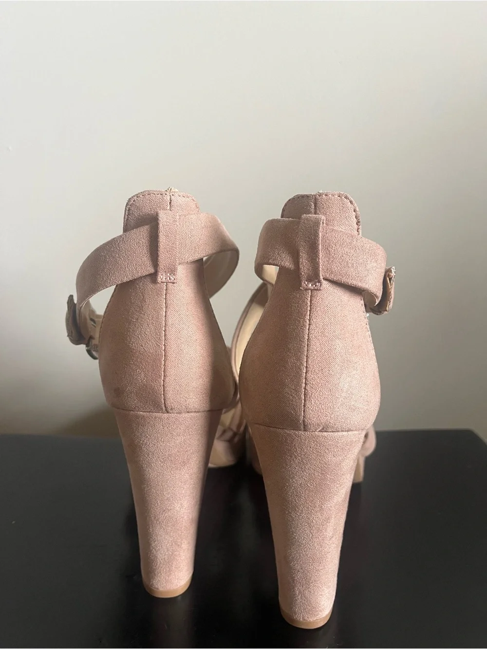 Chinese Laundry Blush Pink Suede Crisscross Platform Sandals
